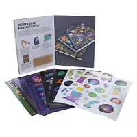 kaleidoscope sticker bomb with over stickers & book