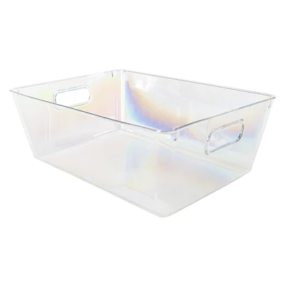 clear iridescent storage bin
