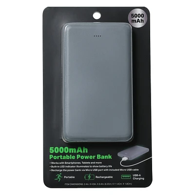 Solid Color 5000mAh Portable Power Bank