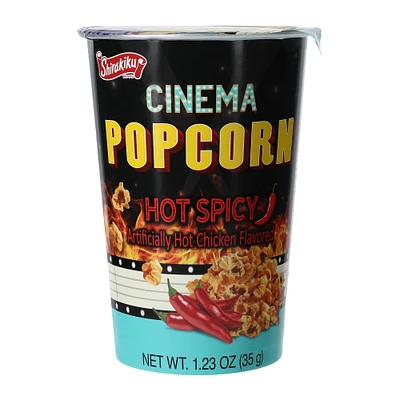 shirakiku cinema hot spicy chicken flavored popcorn 1.23oz