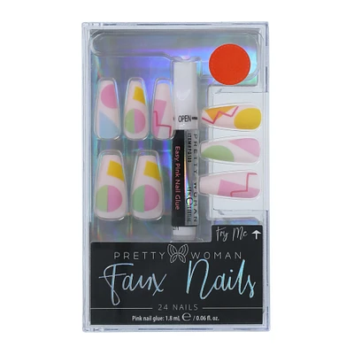 pretty woman faux nails 24-piece set with nail glue