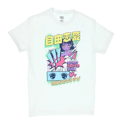 anime 'lonely hearts club' graphic tee