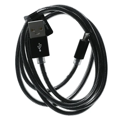 4ft chrome braided micro-USB cable