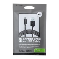 4ft chrome braided micro-USB cable