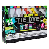 glow tie dye kit with 6 colored dyes
