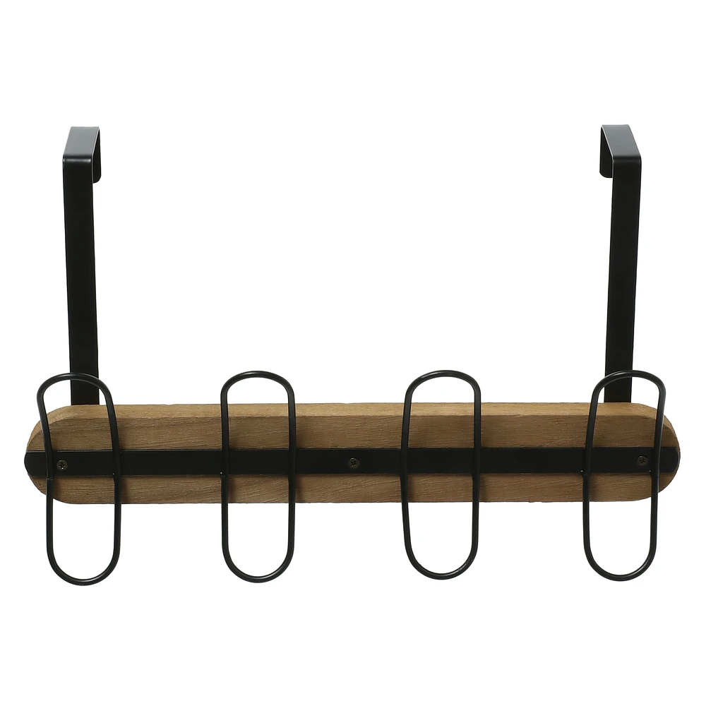 over-the-door metal & wood hook rack