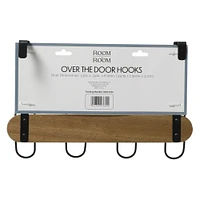 over-the-door metal & wood hook rack