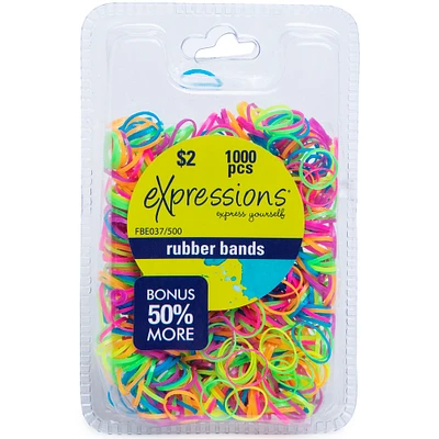 Mini Hair Rubber Bands, Neon Brights 500-Count