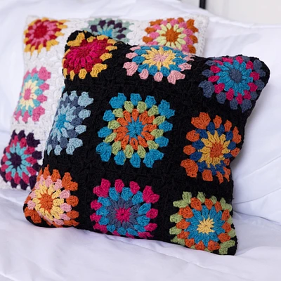 granny square crochet pillow 16in