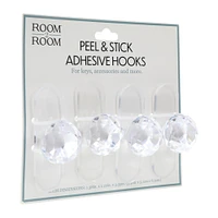 peel & stick adhesive faux crystal hooks 4-pack