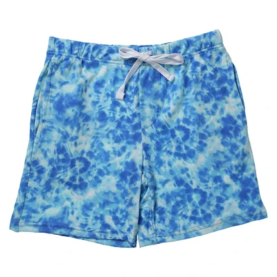 young mens blue tie dye shorts