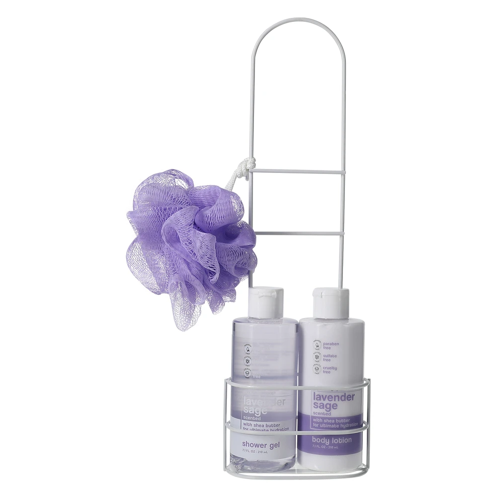 body care set with shower caddy 4-piece