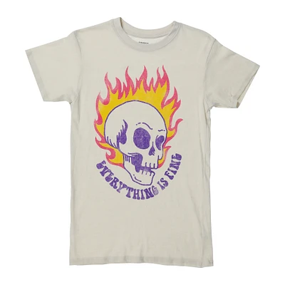 'everything is fine' flaming skull graphic tee