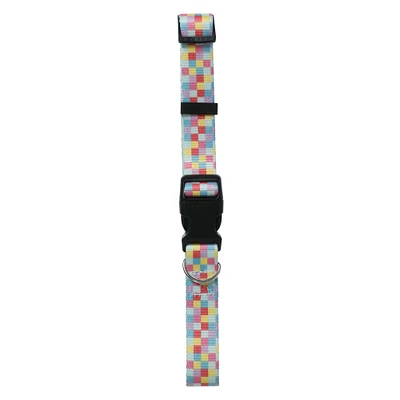 rainbow checker pet collar