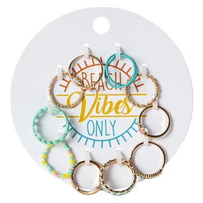 beach vibes only rings 10-piece set