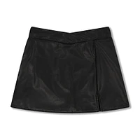 faux leather v-waist skort