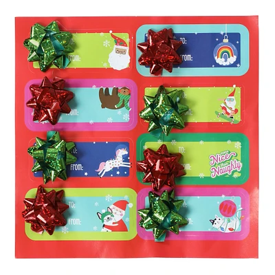 peel & stick holiday gift tags with star bow 8-count