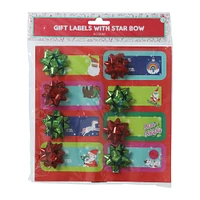 peel & stick holiday gift tags with star bow 8-count