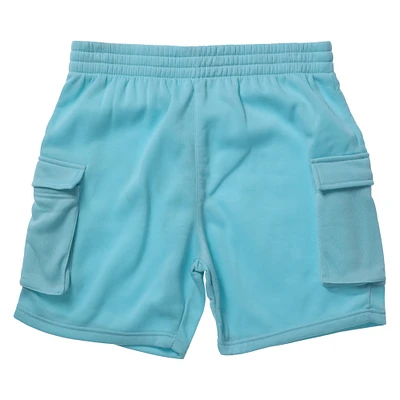 young mens blue fleece cargo shorts