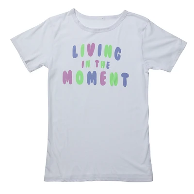 juniors 'living the moment' graphic tee