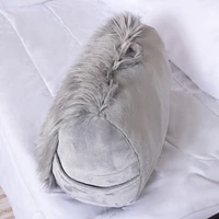 faux fur wedge pillow with phone pocket 21in