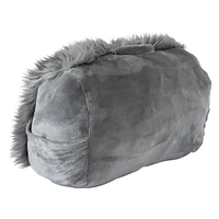 faux fur wedge pillow with phone pocket 21in