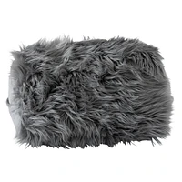 faux fur wedge pillow with phone pocket 21in