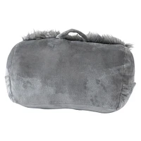 faux fur wedge pillow with phone pocket 21in