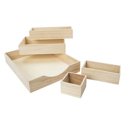 wooden desk organizers 5-piece set