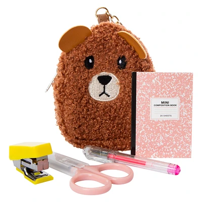 mini backpack keychain & school supplies set