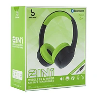 2-in-1 wireless & wired bluetooth® kid-safe headphones with mic