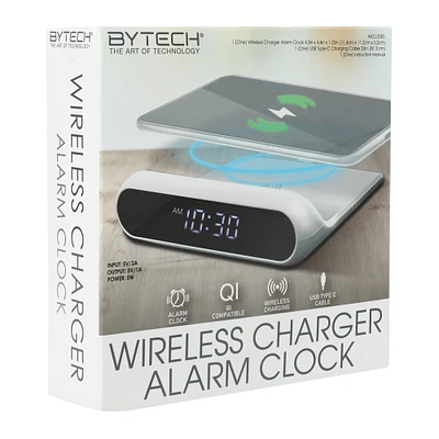 digital alarm clock with wireless charging pad