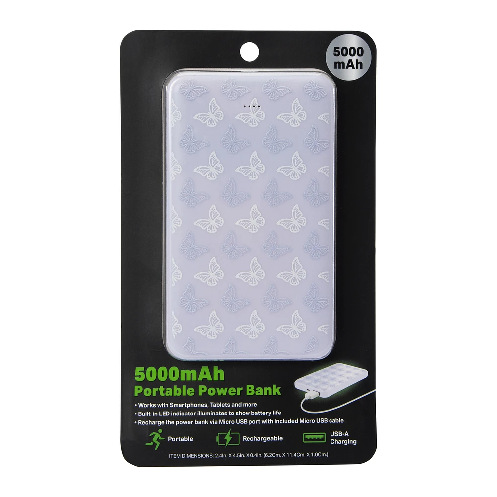 5000mAh Slim Rechargeable Print Power Bank