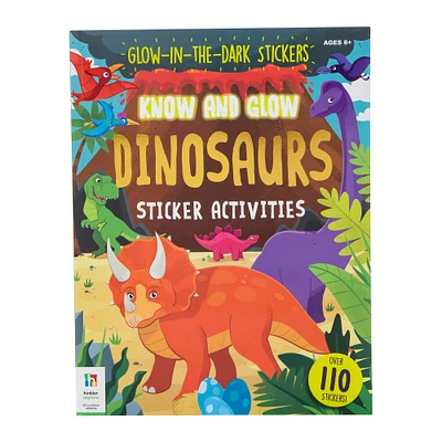 glow-in-the-dark dinosaurs sticker activity book with over 110 stickers