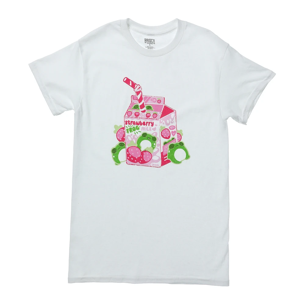 chibi frog strawberry milk graphic tee