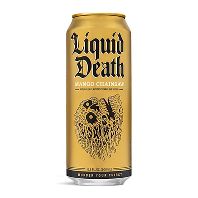 liquid death mango chainsaw flavored sparkling water 16.9oz