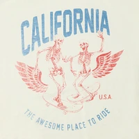 'california' winged skeleton skateboarders graphic tee