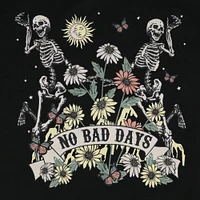 juniors 'no bad days' skeleton graphic tee