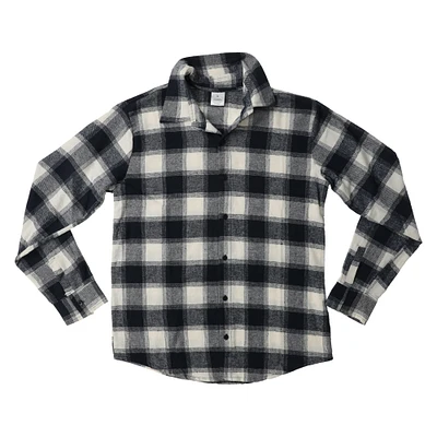 young men's navy blue button-down flannel shirt