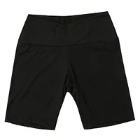 brown ribbed crossover waist bike shorts