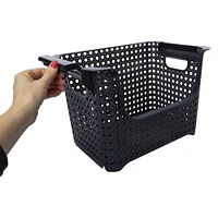 stackable woven cane plastic bin 15in x 9.8in