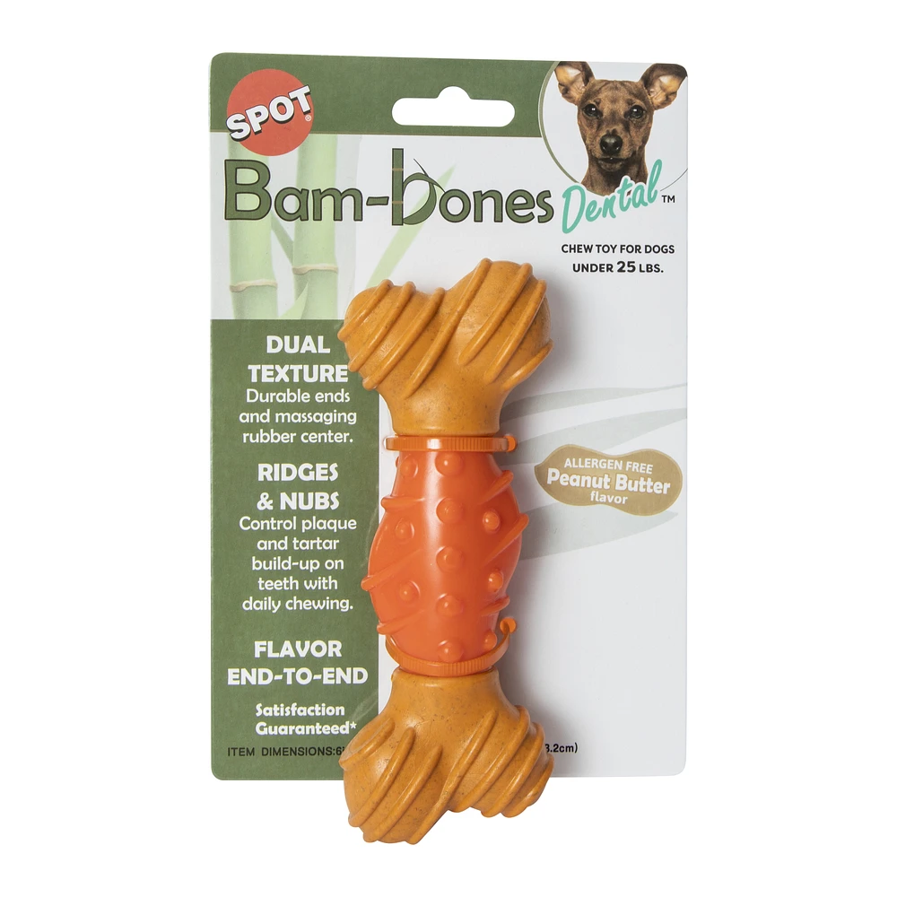 bam-bones dental™ peanut butter chew toy for small dogs