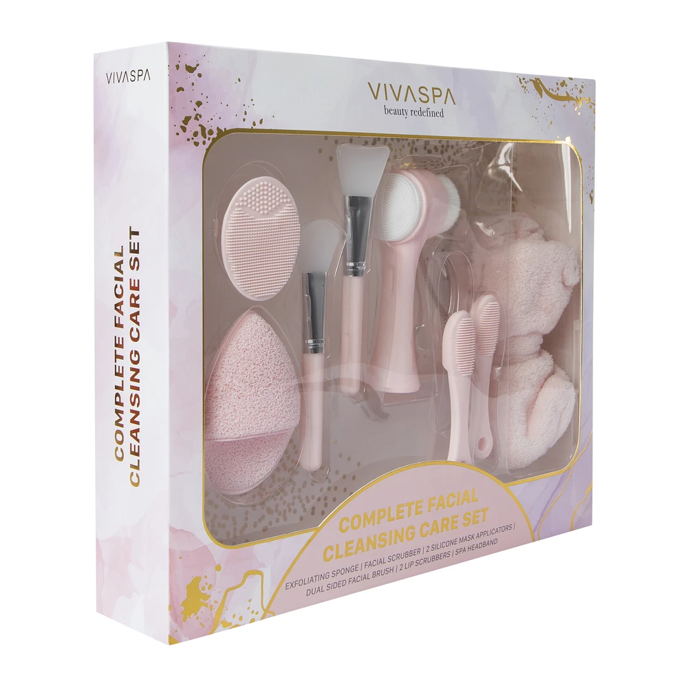 vivaspa complete facial cleansing care 8-piece set