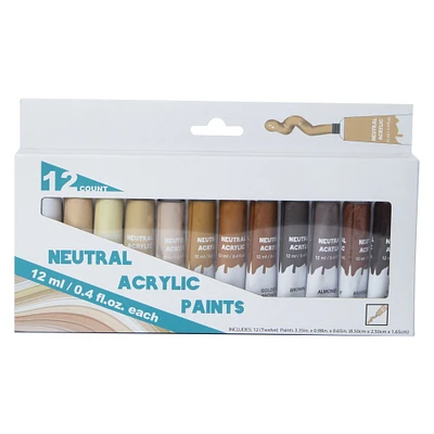 neutral acrylic paints 12-count