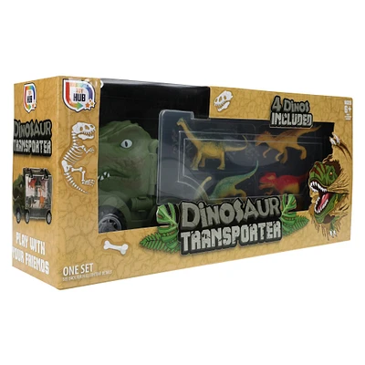 dino transporter truck with 4 dinosaur figures