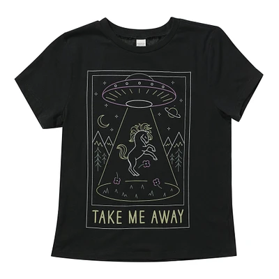 juniors aliens ‘take me away’ graphic tee