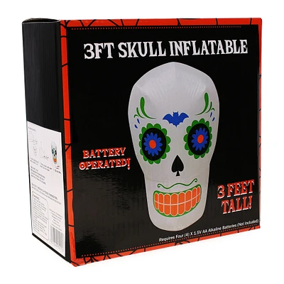 3ft inflatable skull outdoor halloween decoration