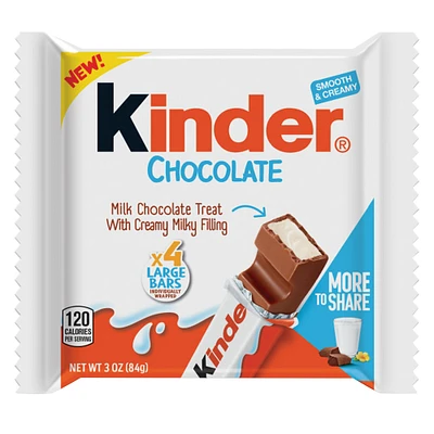 kinder® chocolate bars with creamy milk filling 4-count