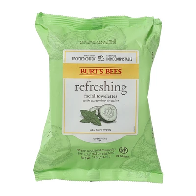 burt’s bees® refreshing facial towelettes with cucumber & mint 30-count