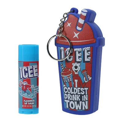 icee® blue raspberry flavored lip balm & keychain